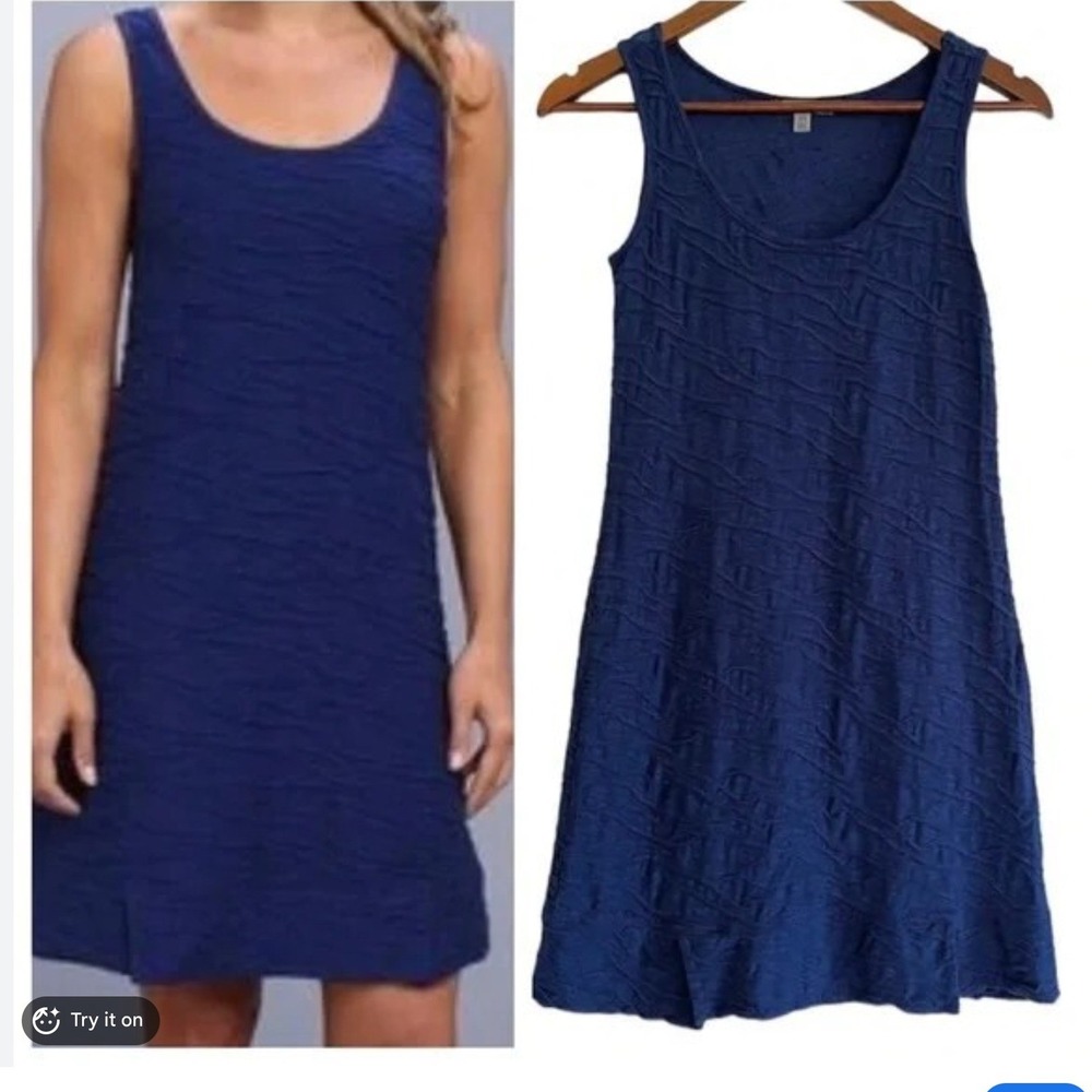 Toad&Co Womens Organic Cotton Samba Wave Tank Dress S Navy Blue Gorpcore Hiking